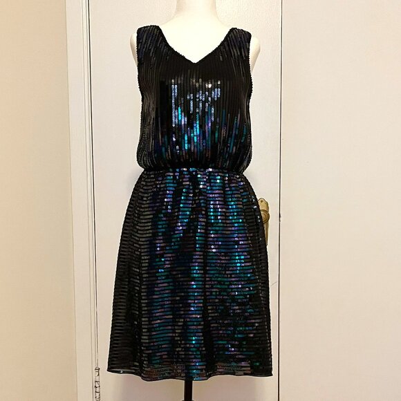 Molly Bracken Iridescent Black Sequin Party Dress – Size S - Picture 1 of 13